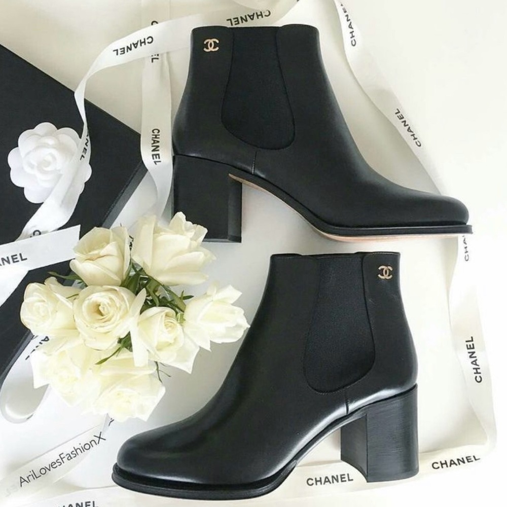 Authentic Chanel black leather boots
